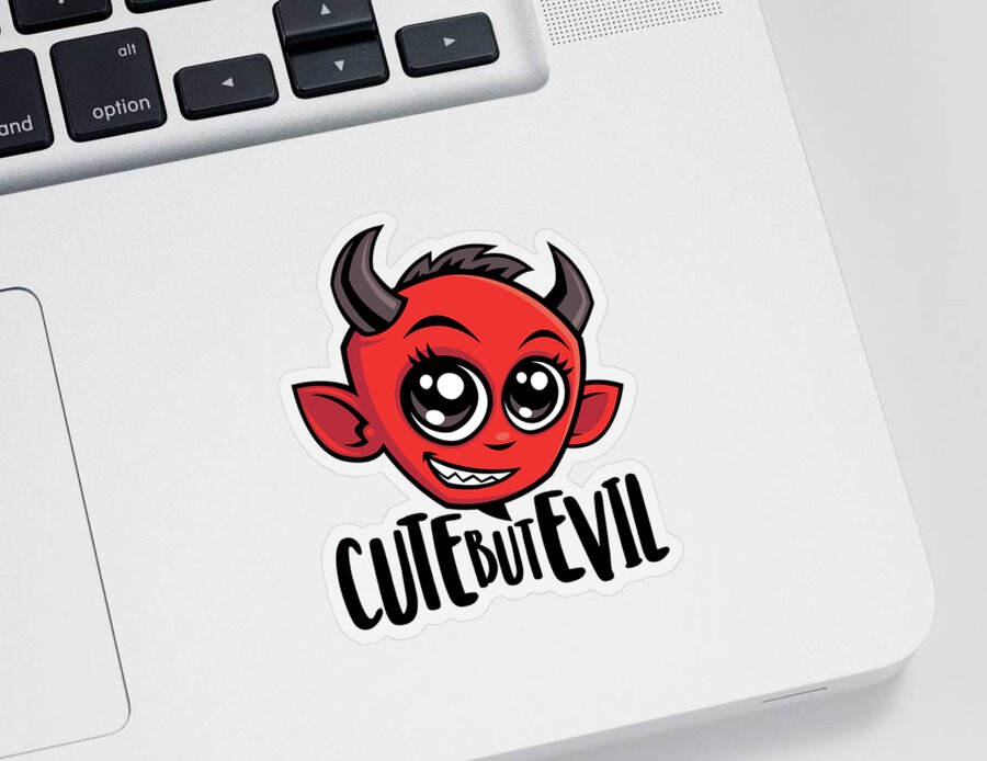 Devil Sticker featuring the digital art Cute But Evil by John Schwegel