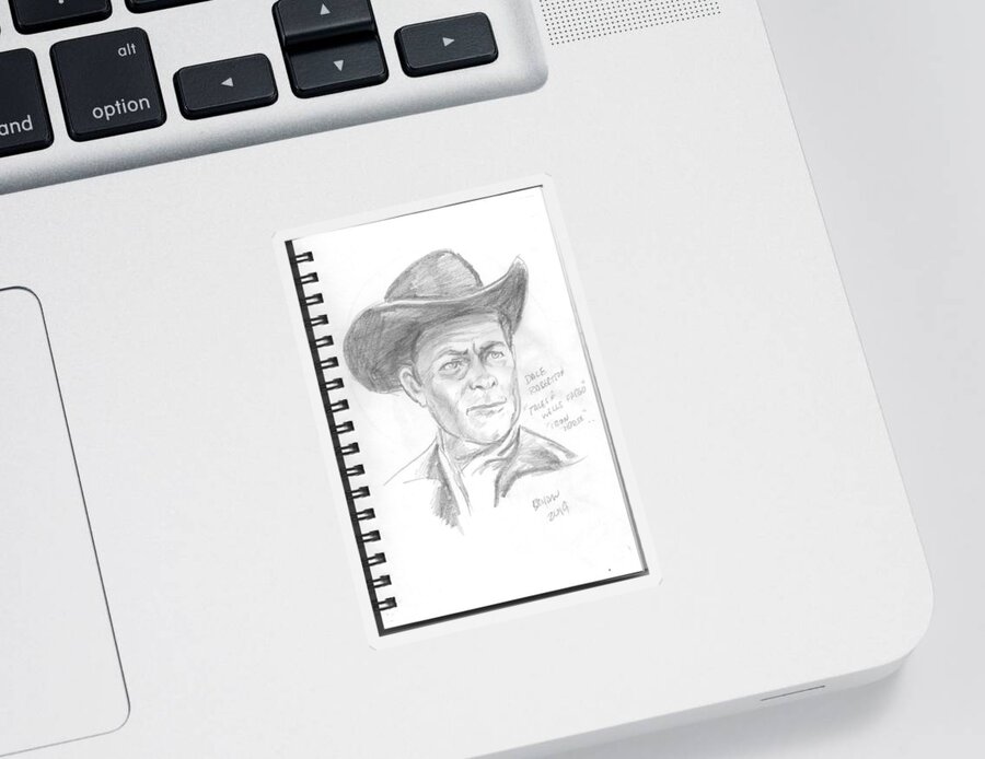 Dale Robertson Sticker featuring the drawing Dale Robertson by Bryan Bustard