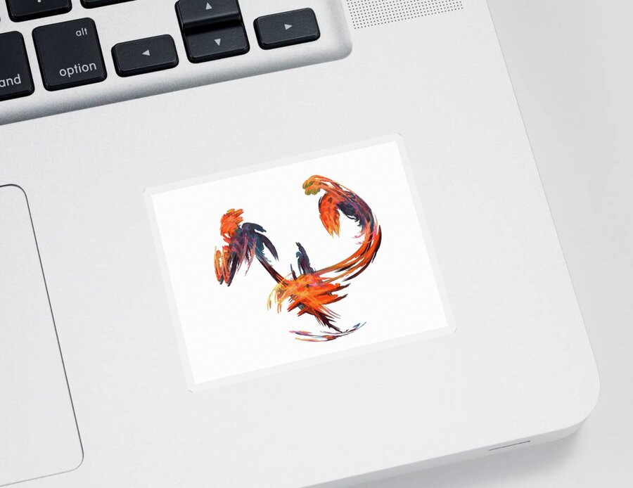 White Sticker featuring the digital art Dance of the Birds Orange by Don Northup