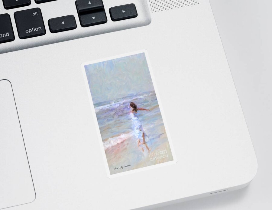Impressionist Sticker featuring the painting Dancing on the sand by Chris Armytage