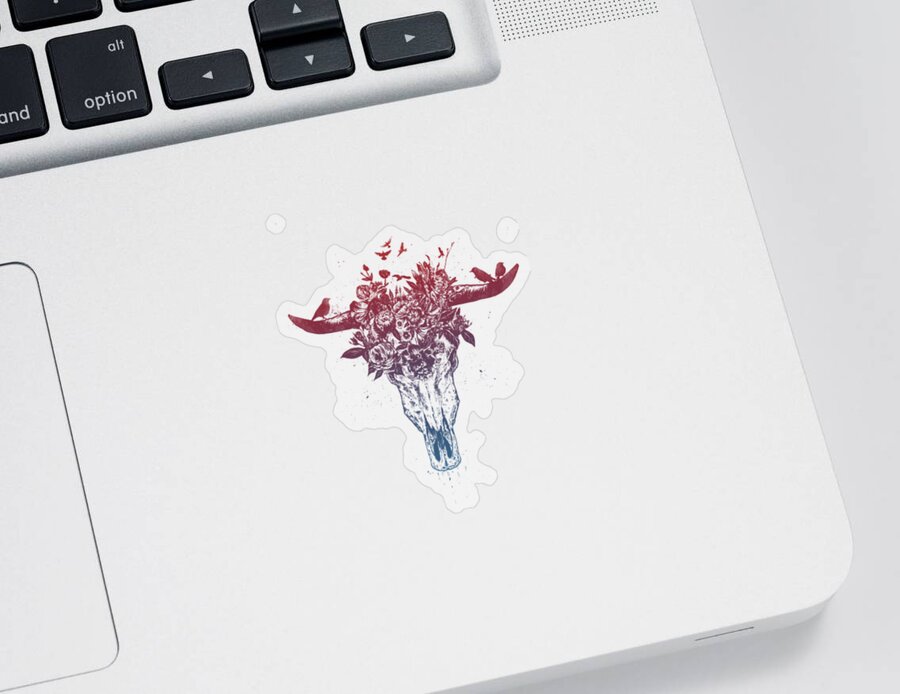Bull Sticker featuring the drawing Dead summer by Balazs Solti