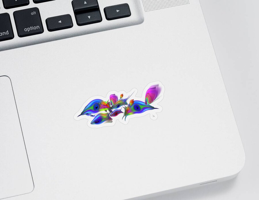 Rainbow Fish Sticker featuring the digital art Deep Cool by Charles Stuart