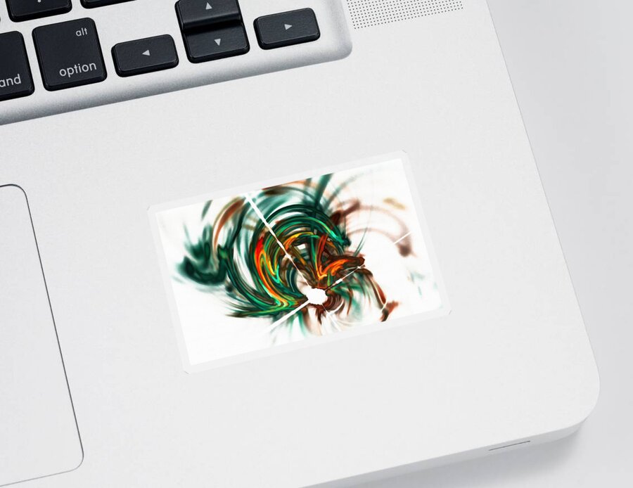 Green Sticker featuring the digital art Deep Space Abstract Orange Green by Don Northup