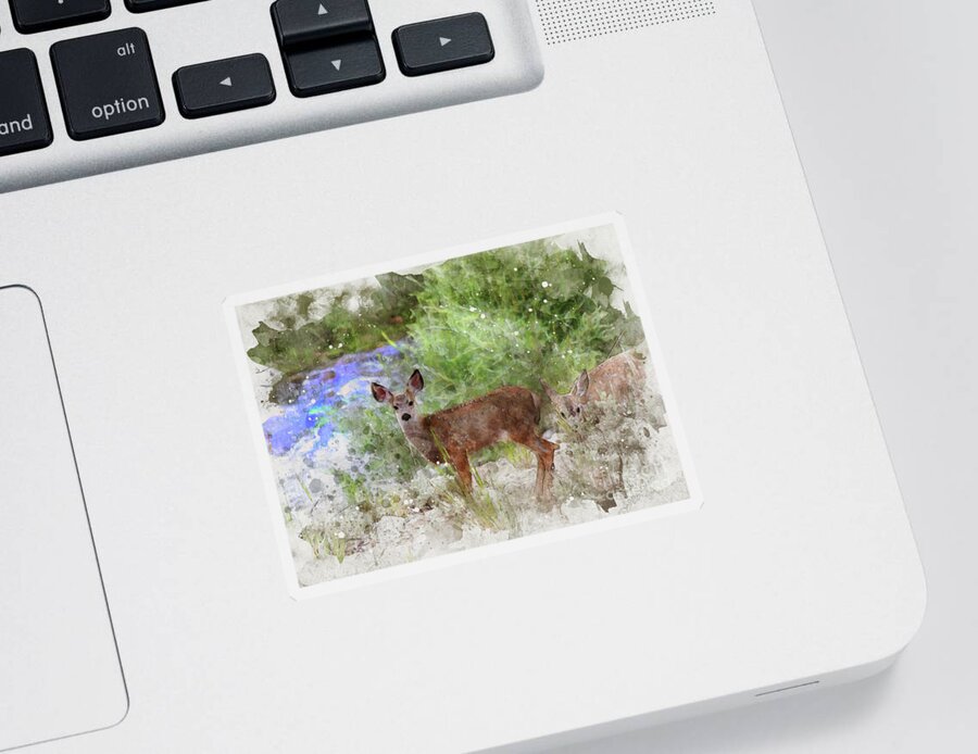 Deer Sticker featuring the digital art Deer by Mark Jackson