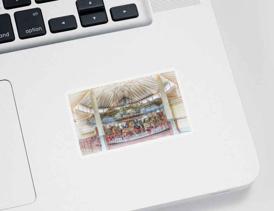 Carousel Sticker featuring the photograph Dentzel Carousel by Susan Rissi Tregoning