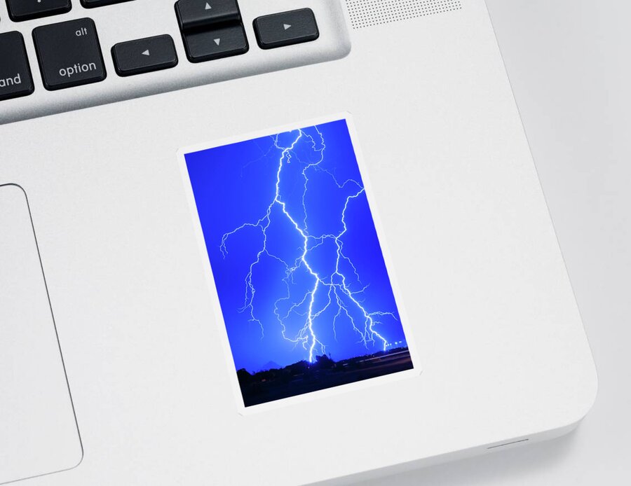Lightning Sticker featuring the photograph 1105 Desert Lightning by Kenneth Johnson