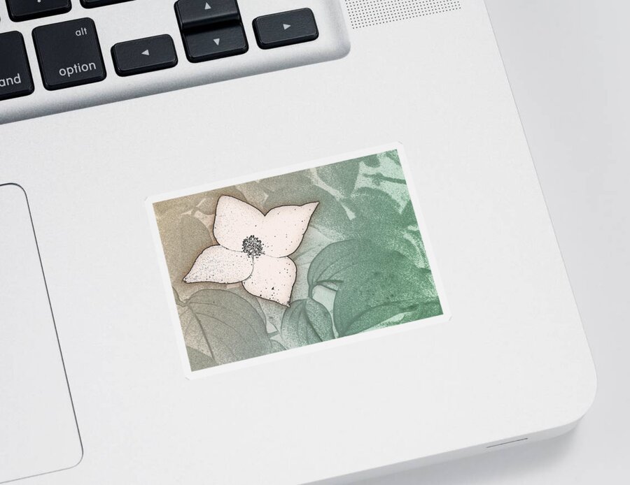 Kousa Sticker featuring the digital art Dogwood Flower Stencil on Sandstone by Jason Fink