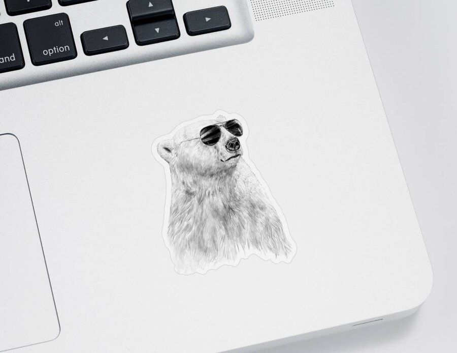 Polar Bear Sticker featuring the drawing Don't let the sun go down by Balazs Solti