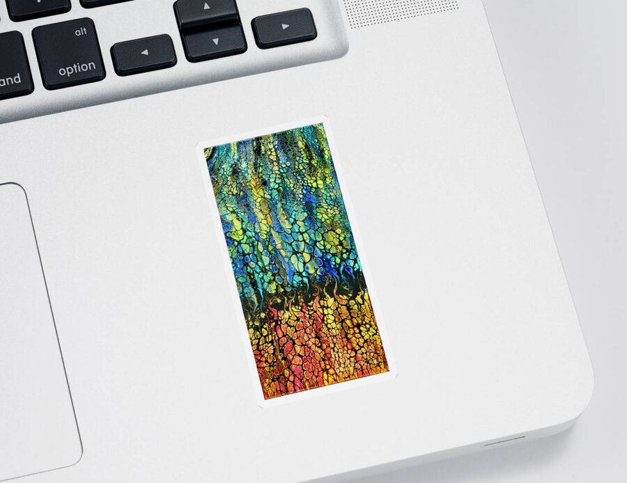 Abstract Sticker featuring the painting Dragon Pebbles by Lucy Arnold