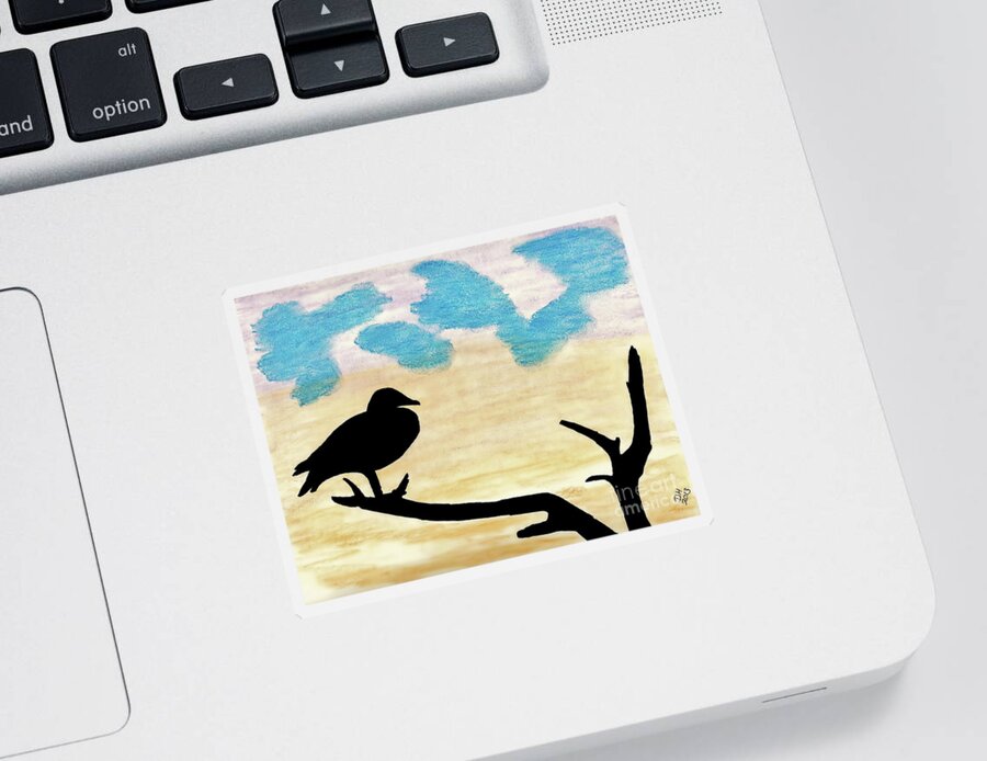 Sunset Sticker featuring the drawing Duck Sunset by D Hackett