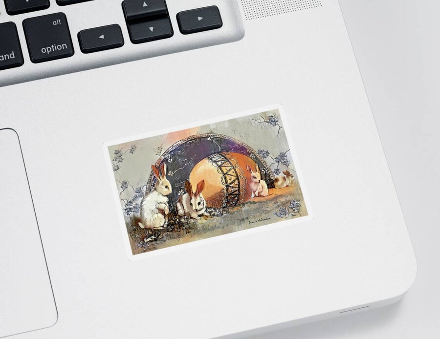 Bunnies Sticker featuring the digital art Easter Bunnies by Pennie McCracken