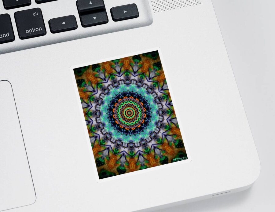 Mandala Sticker featuring the digital art Electric Mandala by Angela Weddle