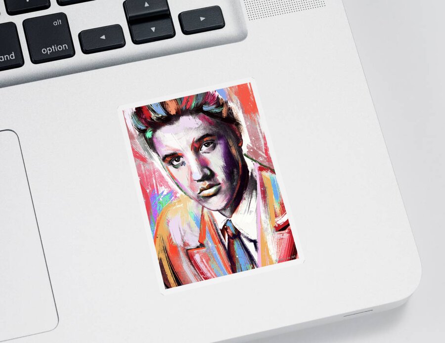 Elvis Presley Sticker featuring the painting Elvis Presley painting by Movie World Posters