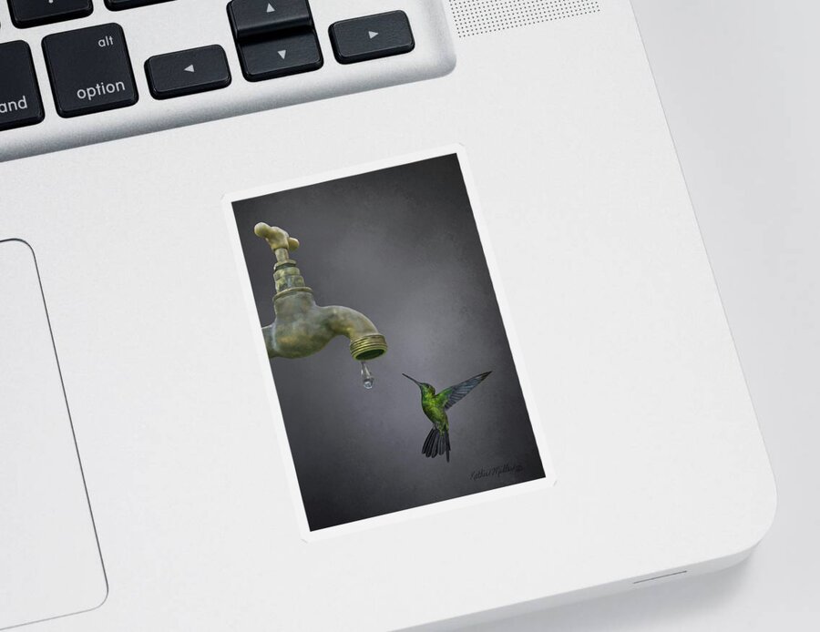 Hummingbird Sticker featuring the digital art Emerald Sprite by Kathie Miller