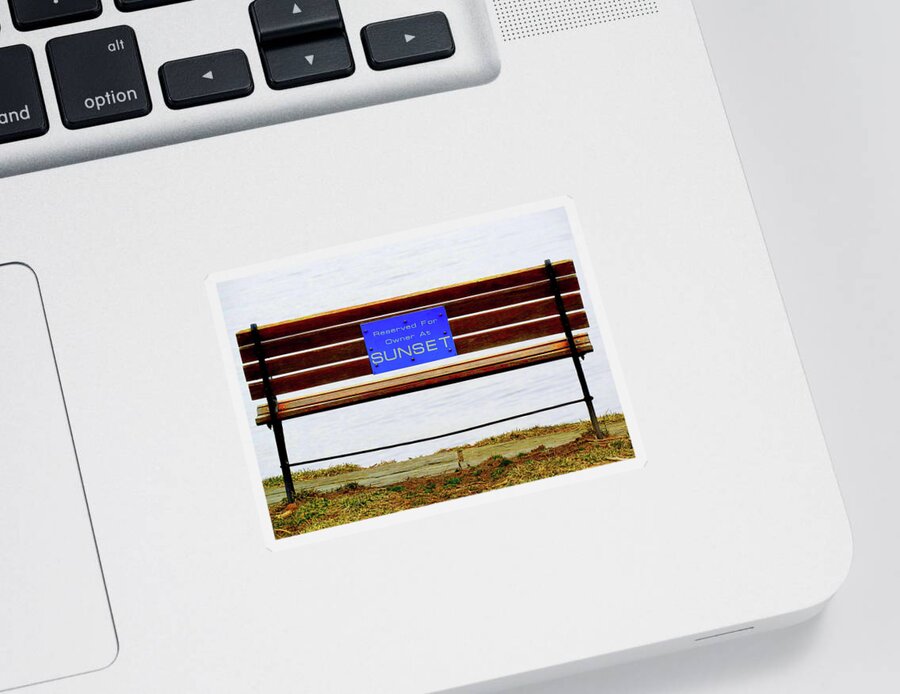 Bench Sticker featuring the photograph Empty Bench Waiting for Sunset by Linda Stern