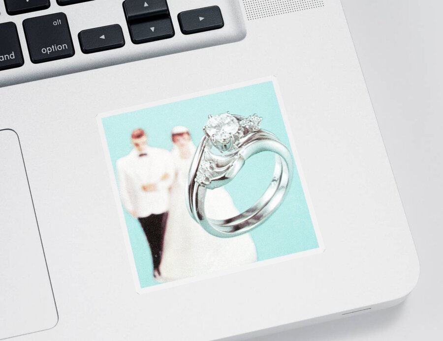 Engagement ring, bride, and groom Sticker by CSA Images - Pixels