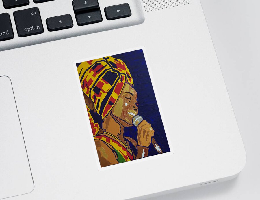 Erykah Badu Sticker featuring the painting Erykah Badu by Rachel Natalie Rawlins