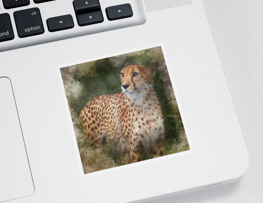  Cheetah Sticker featuring the photograph Ever Watchful Cheetah by Teresa Wilson