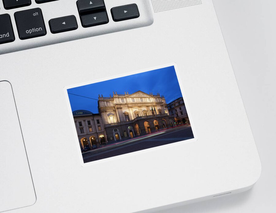 Photography Sticker featuring the photograph Facade Of An Opera House At Dusk, La by Panoramic Images