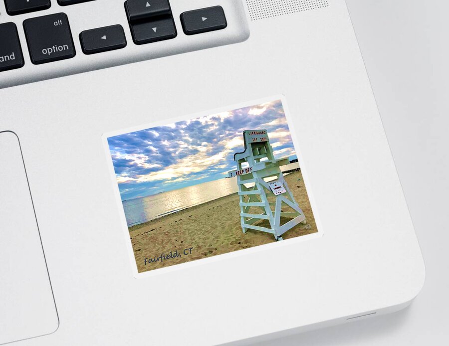 Lifeguard Stand Sticker featuring the photograph Fairfield CT Lifeguard by Tom Johnson
