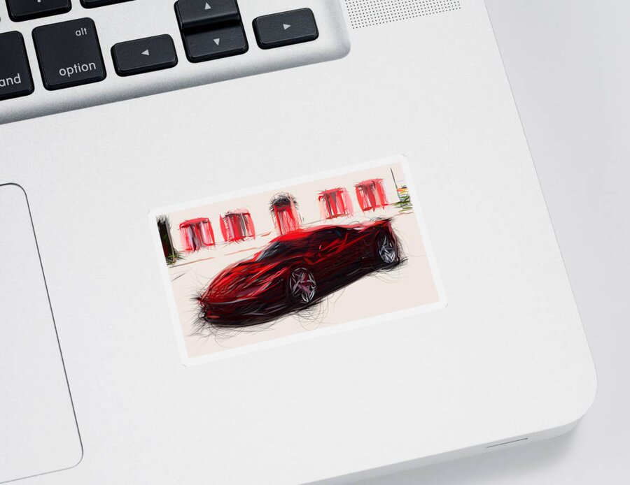 Ferrari Sticker featuring the digital art Ferrari SP38 Drawing by CarsToon Concept