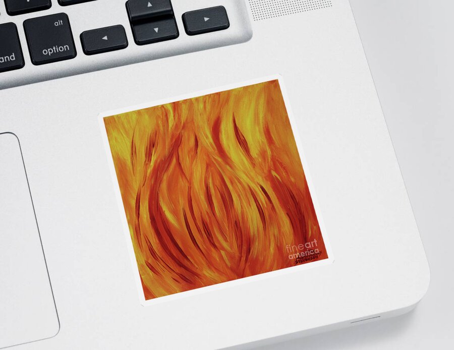 Fire Flame Sticker featuring the painting Fire Flame by Annette M Stevenson