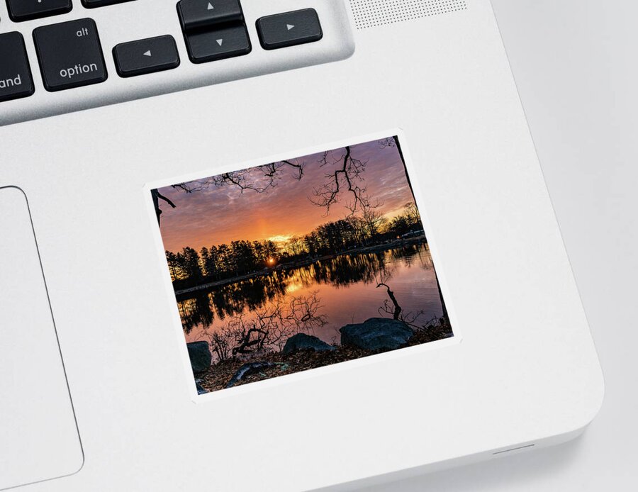 Red Morning Sticker featuring the photograph Fire on the Water by William Bretton
