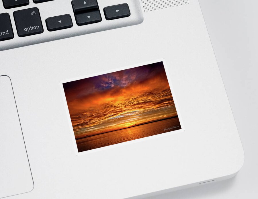 Sunset Sticker featuring the photograph Fire Over Lake Eustis by Christopher Holmes