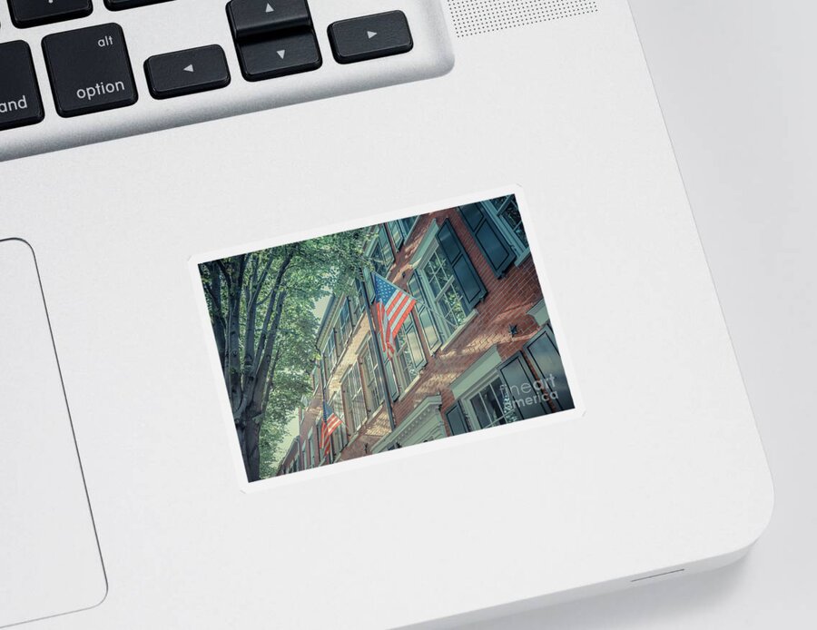2019 Sticker featuring the photograph Flags Old Town Alexandria by Edward Fielding