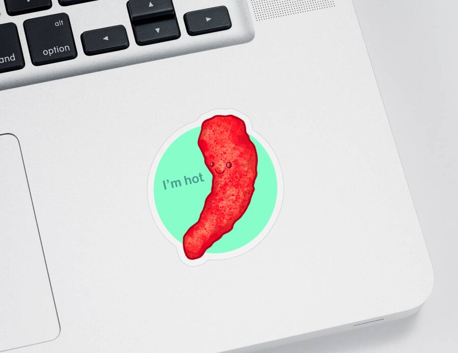 Cheeto Sticker featuring the drawing Flamin Hot by Ludwig Van Bacon