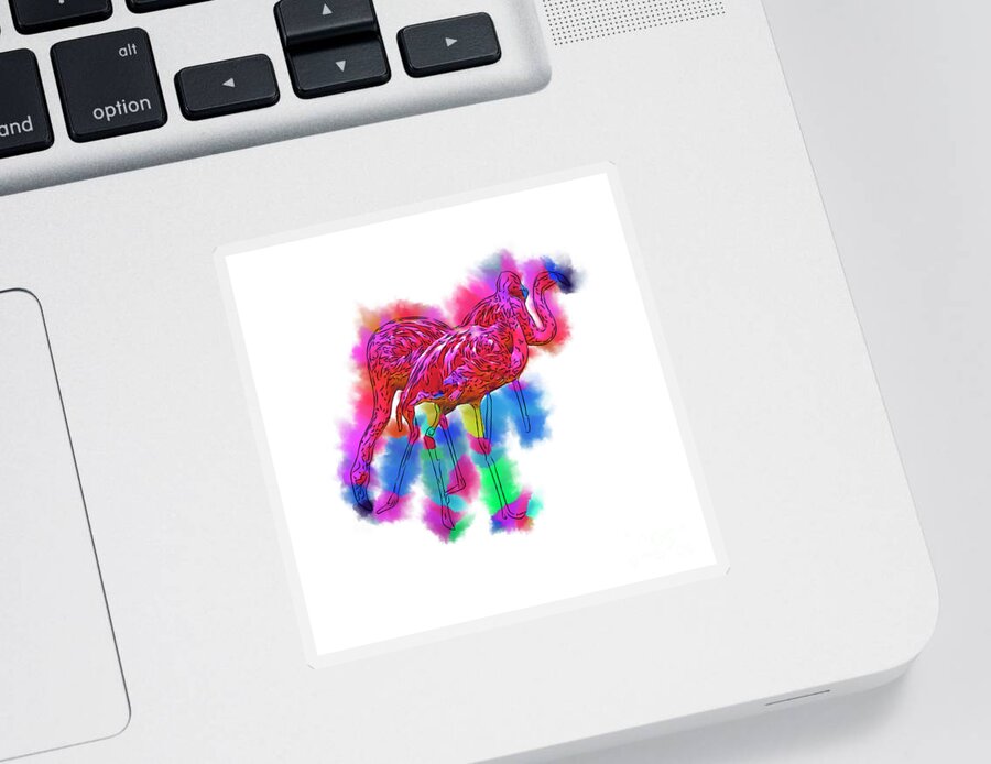 Flamingo Sticker featuring the digital art Flamingo Flock In Abstract by Kirt Tisdale