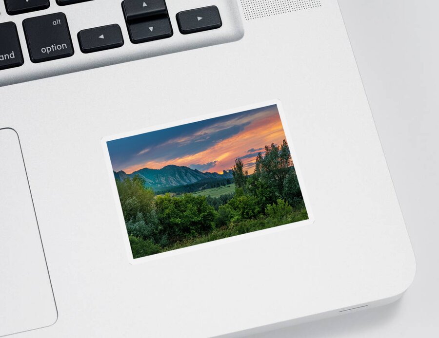 Boulder Sticker featuring the photograph Flatirons Sunset by Lorraine Baum