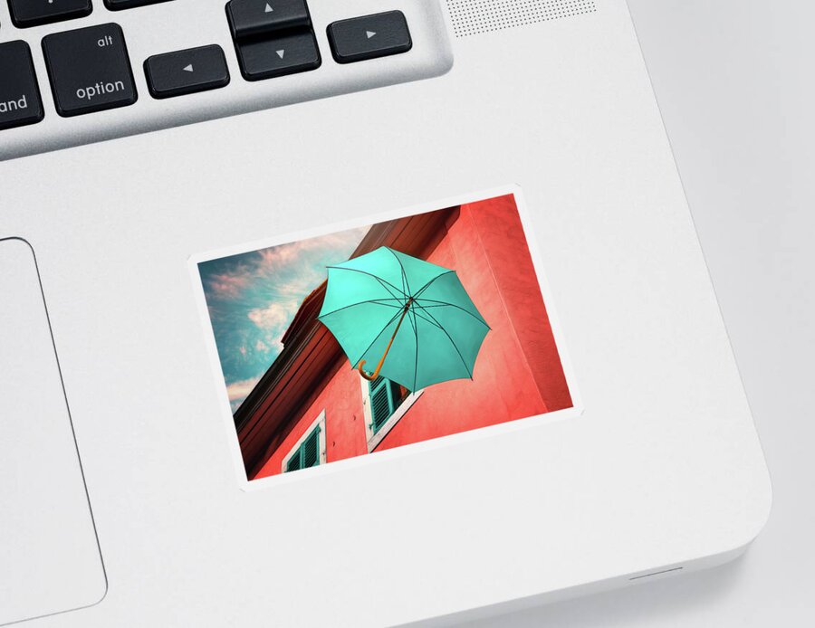 Umbrella Sticker featuring the photograph Floating Umbrella by Carol Japp