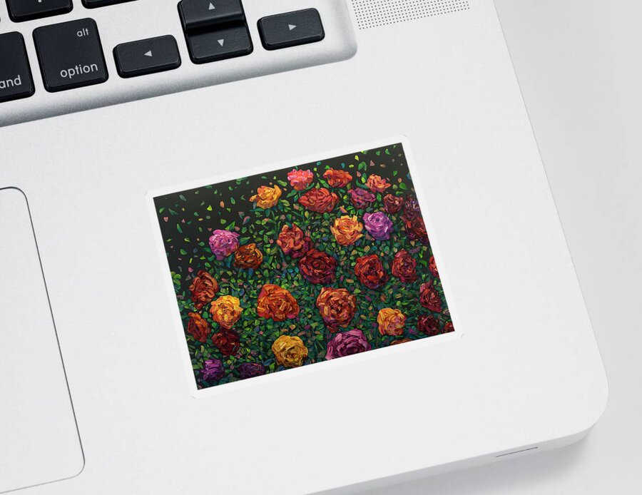 Flowers Sticker featuring the painting Floral Interpretation - Roses by James W Johnson