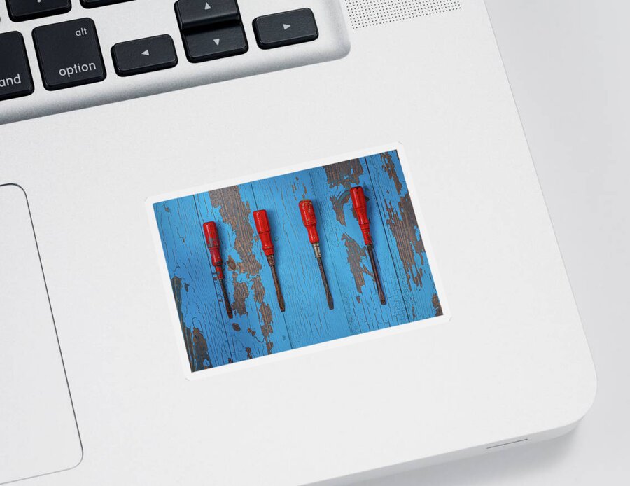 Screwdrivers Sticker featuring the photograph Four Red Screwdrivers by David Smith
