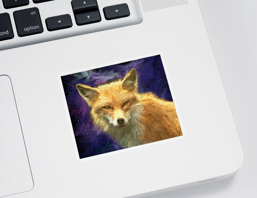 Fox Sticker featuring the painting Foxie by Jeanette Mahoney