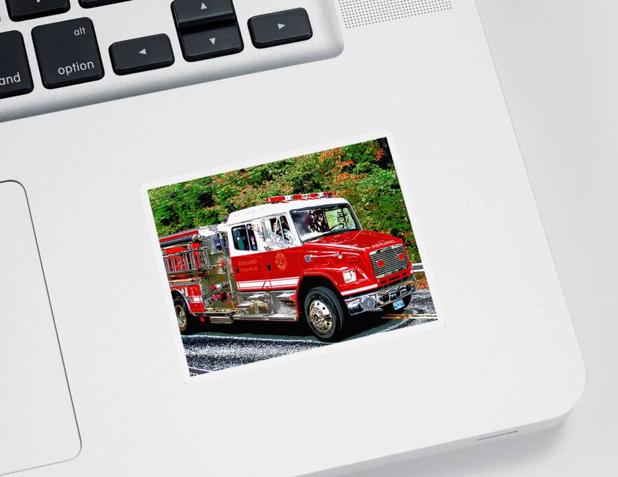 Fire Truck Sticker featuring the digital art Friendly Fire by Cliff Wilson