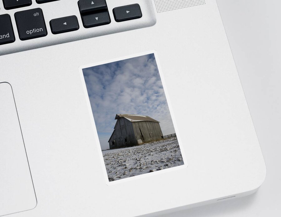 Frozen Dusting Barn Sticker featuring the photograph Frozen Dusting Barn by Dylan Punke
