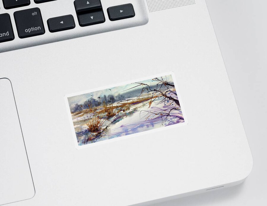 Watercolor Sticker featuring the painting Frozen Waters by Judith Levins