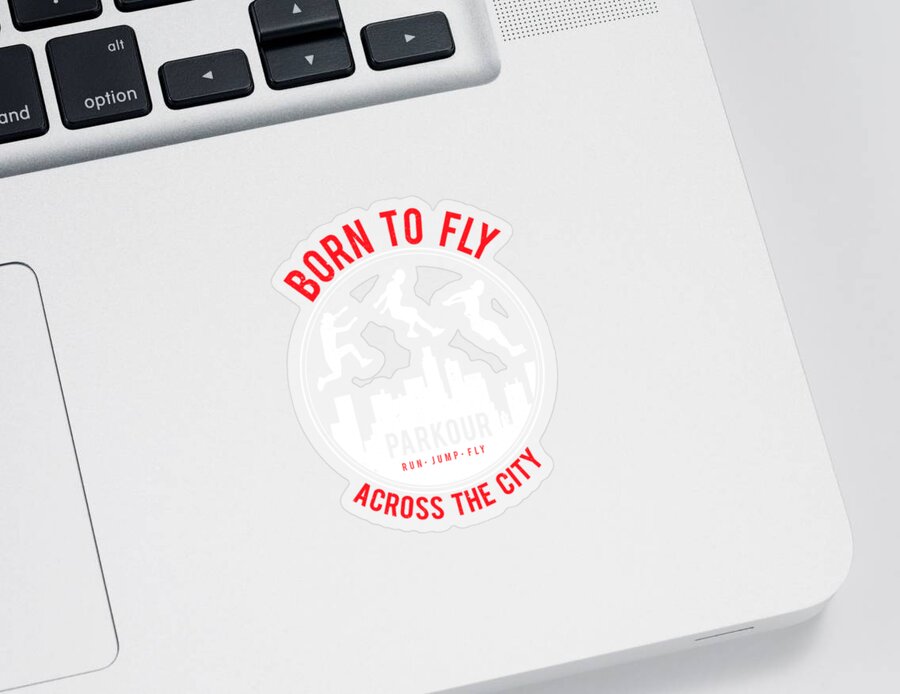 Born-to-fly Sticker featuring the digital art Funny Parkour Urban Free Running print Born To fly by DC Designs SuaMaceir