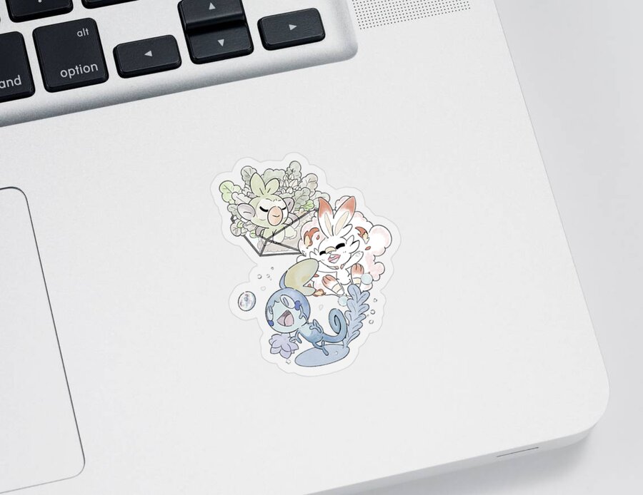 Pokemon Sticker featuring the digital art Galar Starters Team by Andrea 