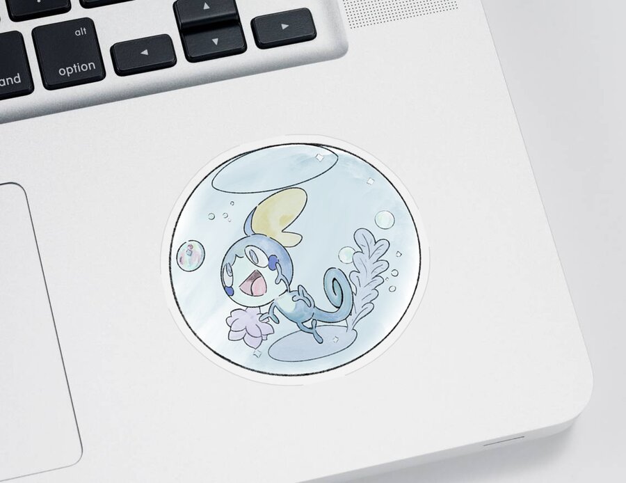 Pokemon Sticker featuring the digital art Galar Water Starter - Team Sobble by Andrea 