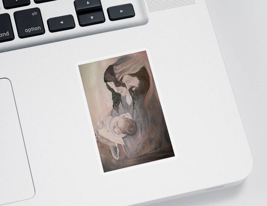 Religion Sticker featuring the painting Gentle Savior by Nila Jane Autry