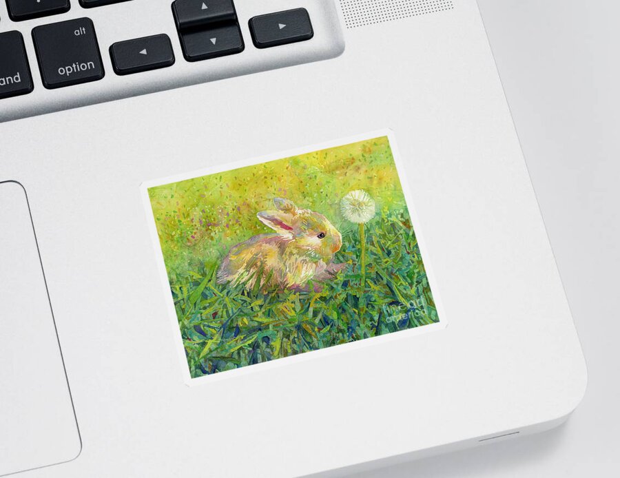 Rabbit Sticker featuring the painting Gentle Wish by Hailey E Herrera