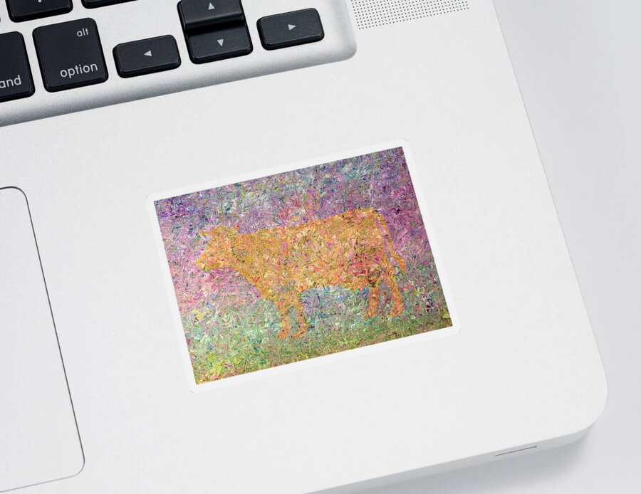 Abstract Sticker featuring the painting Ghost of a Cow by James W Johnson