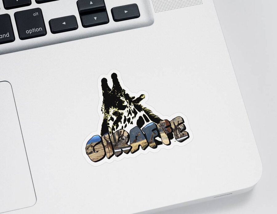 Giraffe Sticker featuring the digital art Giraffe Big Letter by Colleen Cornelius