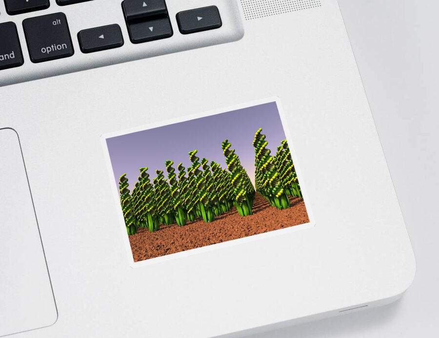  Agriculture Sticker featuring the digital art GM Crops Landscape by Russell Kightley