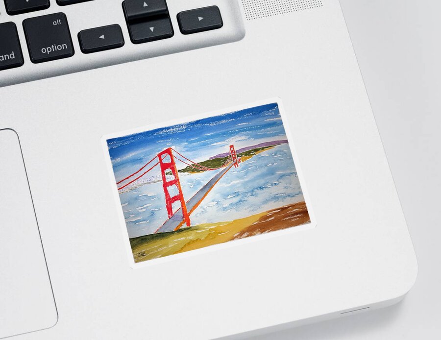 Watercolor Sticker featuring the painting Golden Gate Lore by John Klobucher