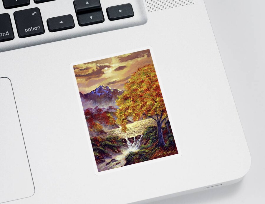 Landscape Sticker featuring the painting Golden Hour Light by David Lloyd Glover