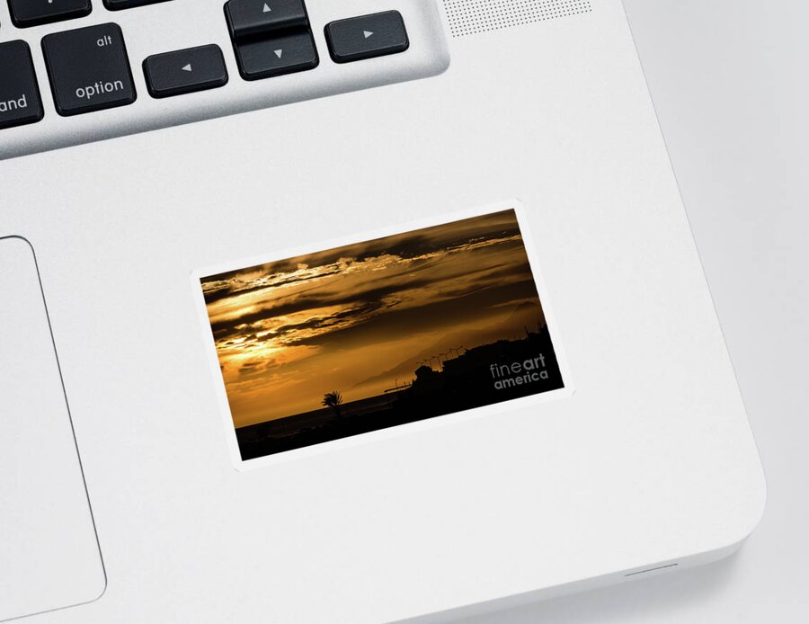 Sunset Sticker featuring the photograph Golden sky by Lyl Dil Creations